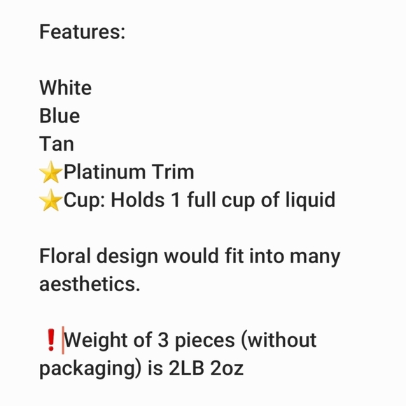 Diane by Wade Fine Porcelain China 3 Piece Set - Picture 11 of 16